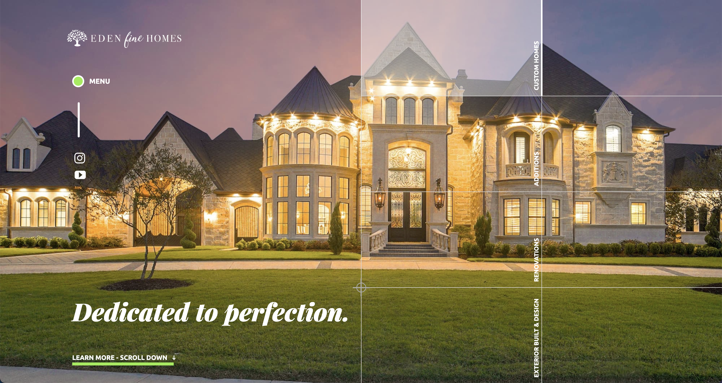 screenshot from the website Eden Fine Homes, showing a mansion
