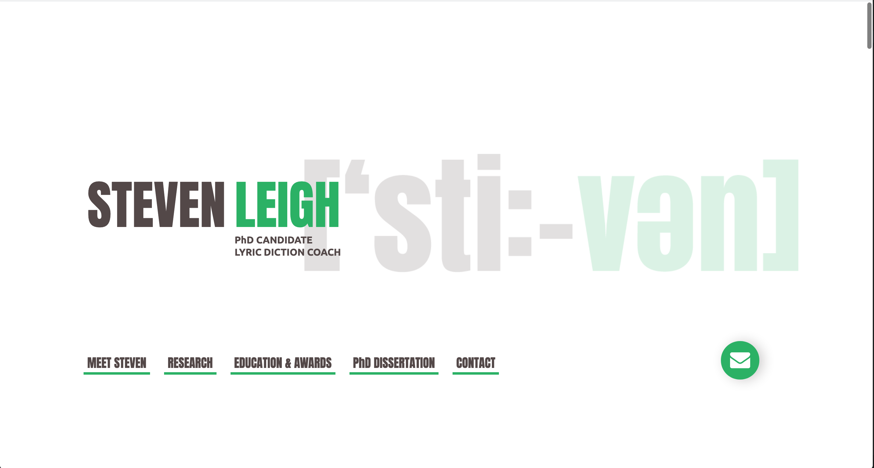 screenshot for the resume-site of Steven Leigh